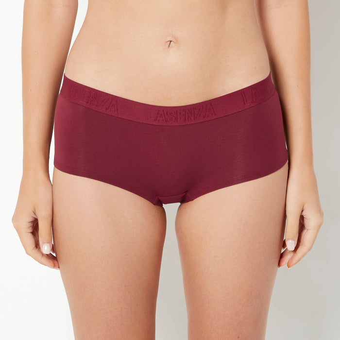 Boyshort Panty With Logo Band in Cabernet