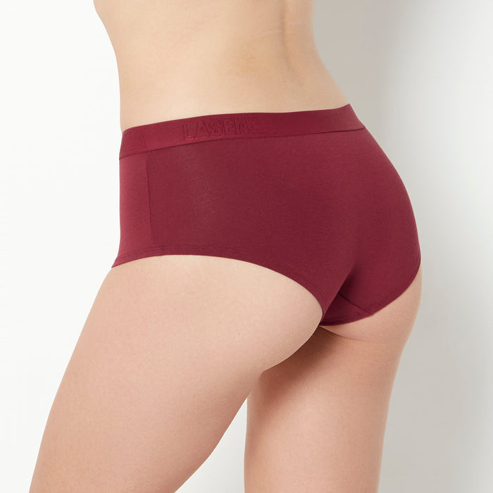 Boyshort Panty With Logo Band in Cabernet