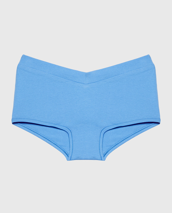 Boyshort Wide Waist Cotton Panty in Azure Blue