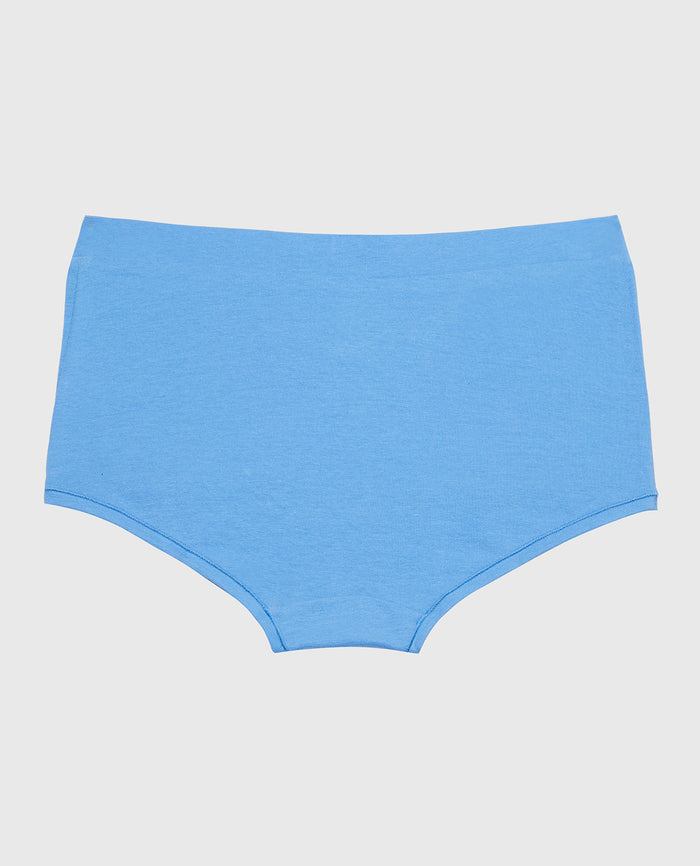 Boyshort Wide Waist Cotton Panty in Azure Blue