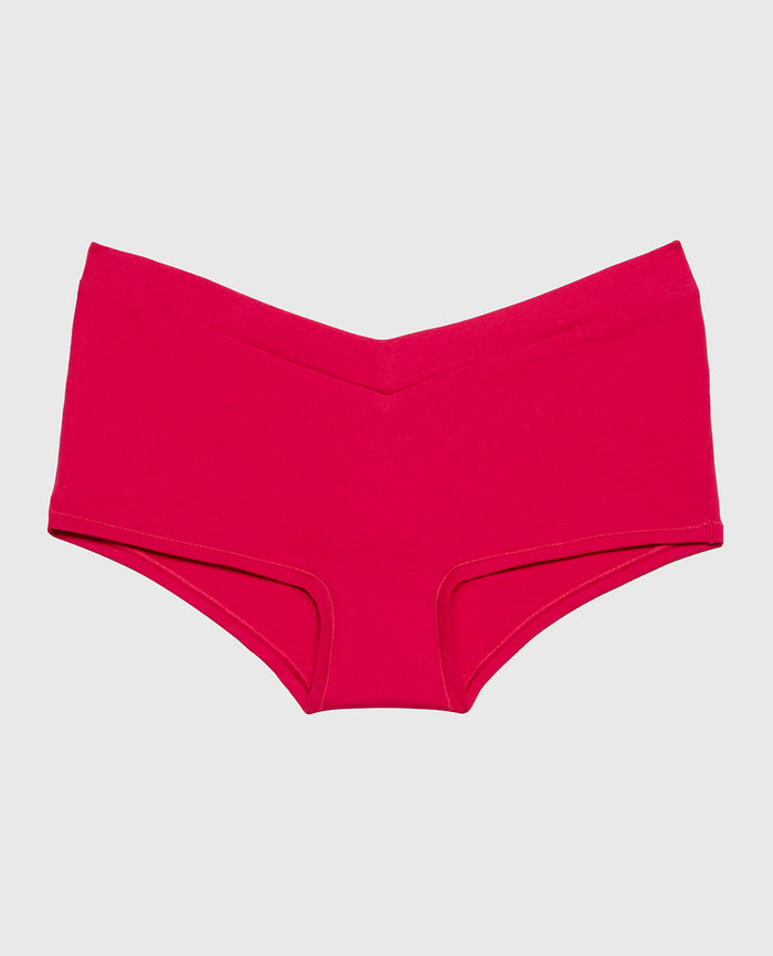 Boyshort Wide Waist Cotton Panty in Passion Red