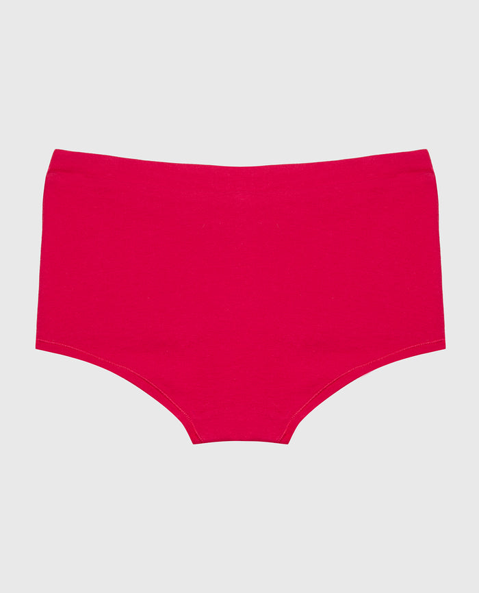 Boyshort Wide Waist Cotton Panty in Passion Red