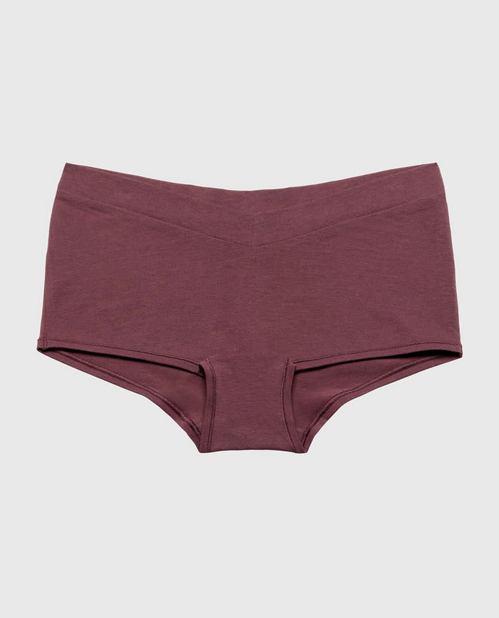 Boyshort Wide Waist Cotton Panty in Plum Wine