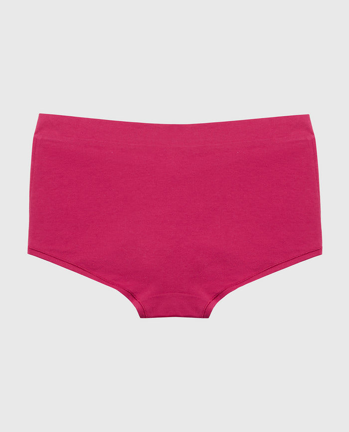 Boyshort Wide Waist Cotton Panty in Sangria