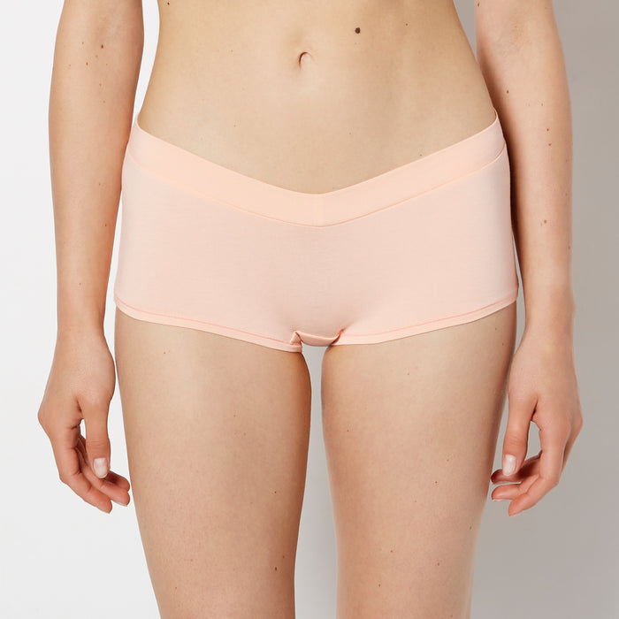 Boyshort Wide Waist Cotton Panty in Tropical Peach