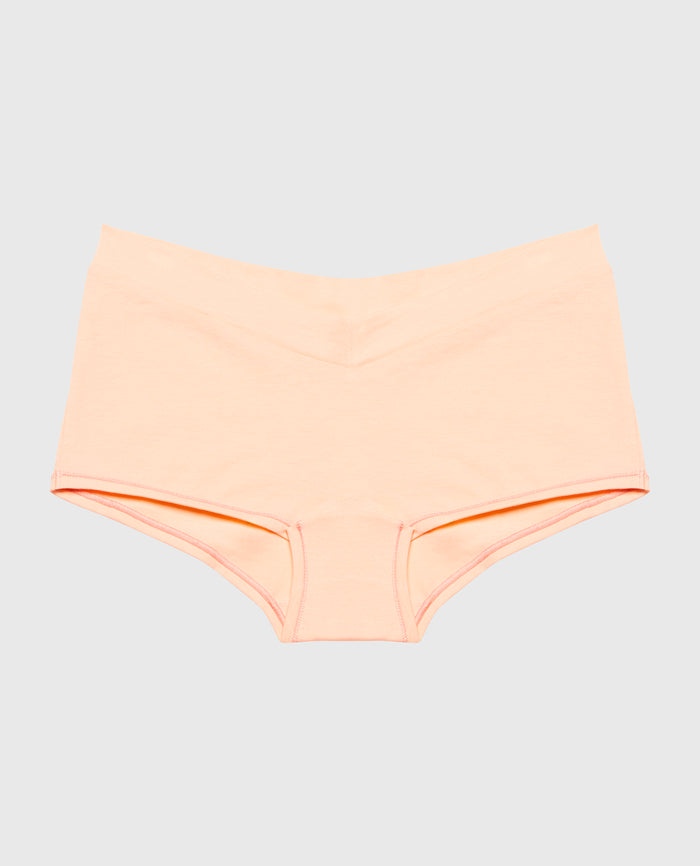 Boyshort Wide Waist Cotton Panty in Tropical Peach