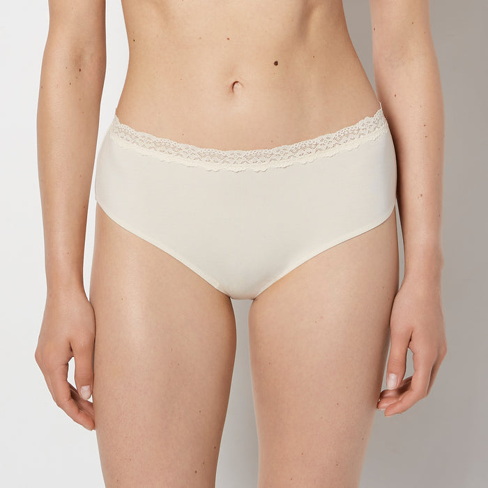 Brief Panty with Lace Trim in Pearled Ivory