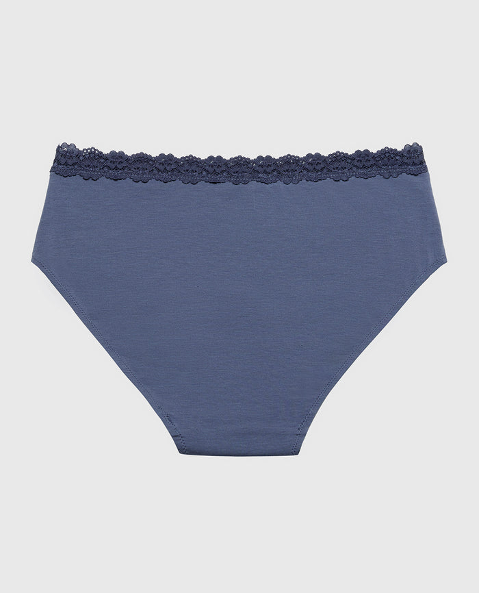 Brief Panty with Lace Trim in Vintage Indigo