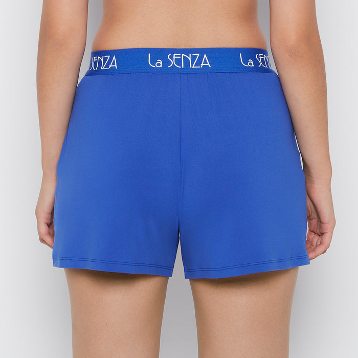 Brush Jersey Shorts with art deco logo in Dazzling Blue