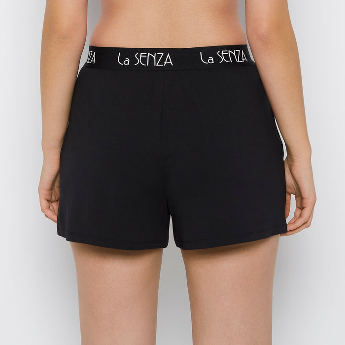 Brush Jersey Shorts with art deco logo in Tuxedo Black