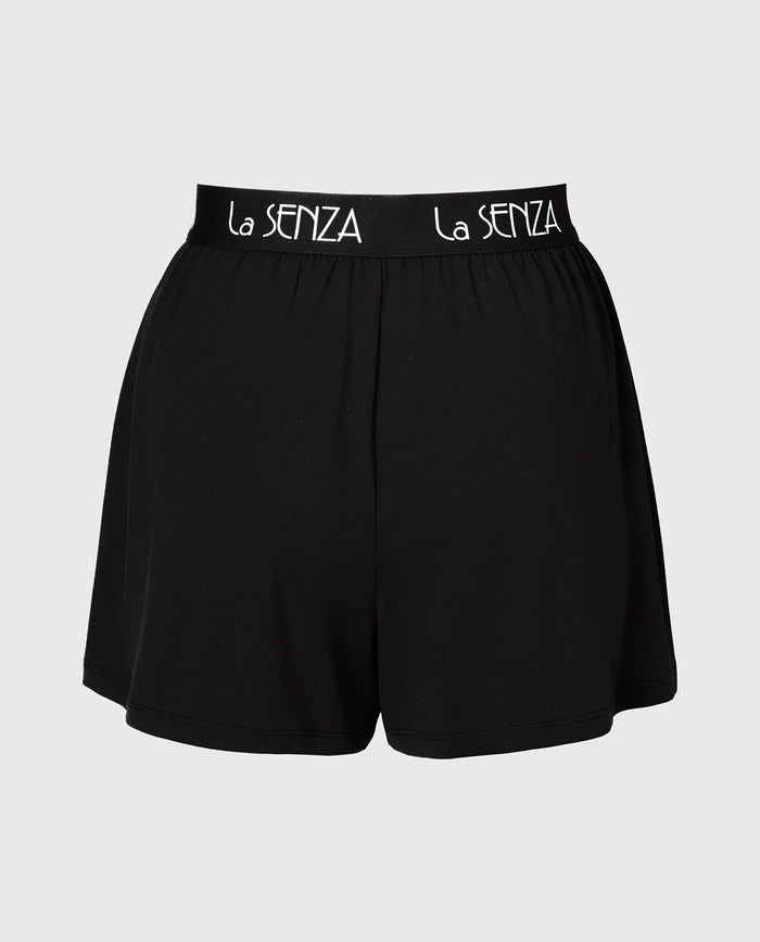 Brush Jersey Shorts with art deco logo in Tuxedo Black