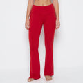 Brushed Jersey Fold over flare leg pant in Crimson