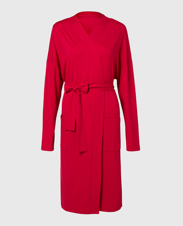 Brushed Jersey Robe in Crimson