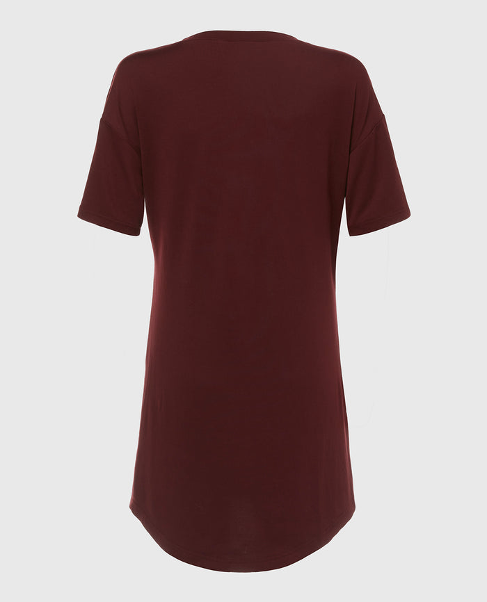 Brushed Jersey Sleep Shirt in Russian Ruby