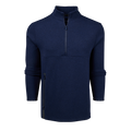 Maltese Blue Cotton Calgary Utility Quarter-Zip - Front View, Side Zip Pocket | Greyson Clothiers