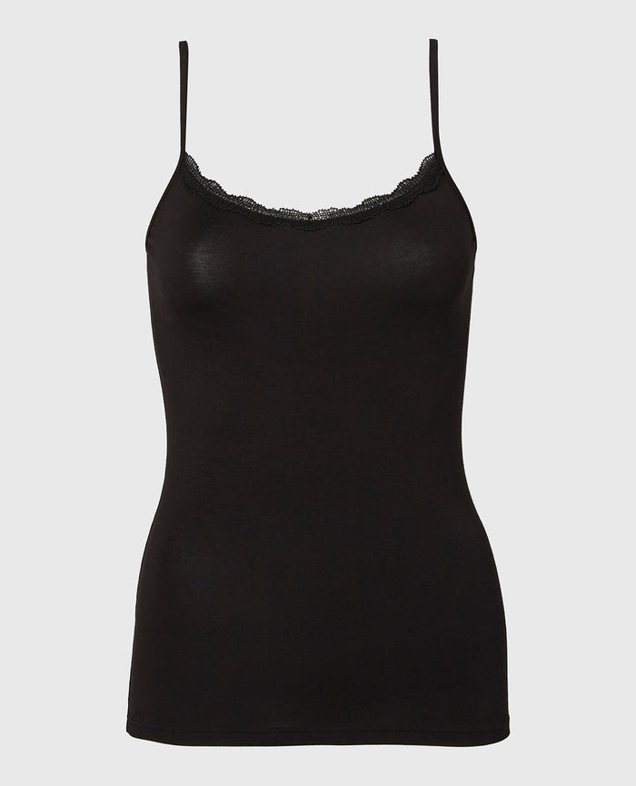 Cami with Lace Trim in Tuxedo Black