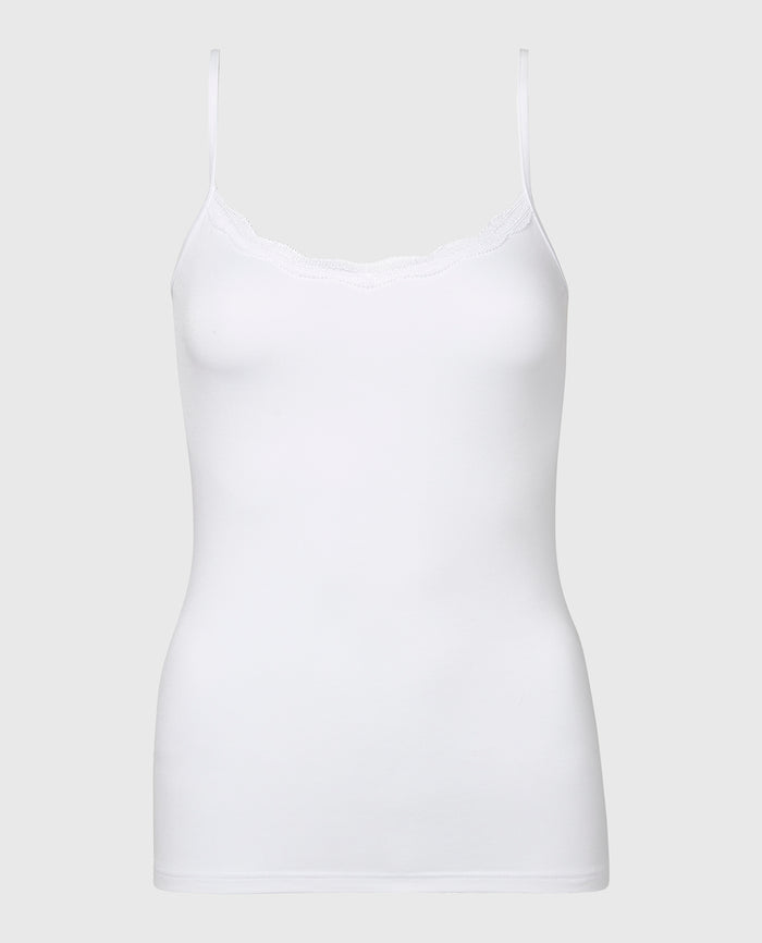 Cami with Lace Trim in White