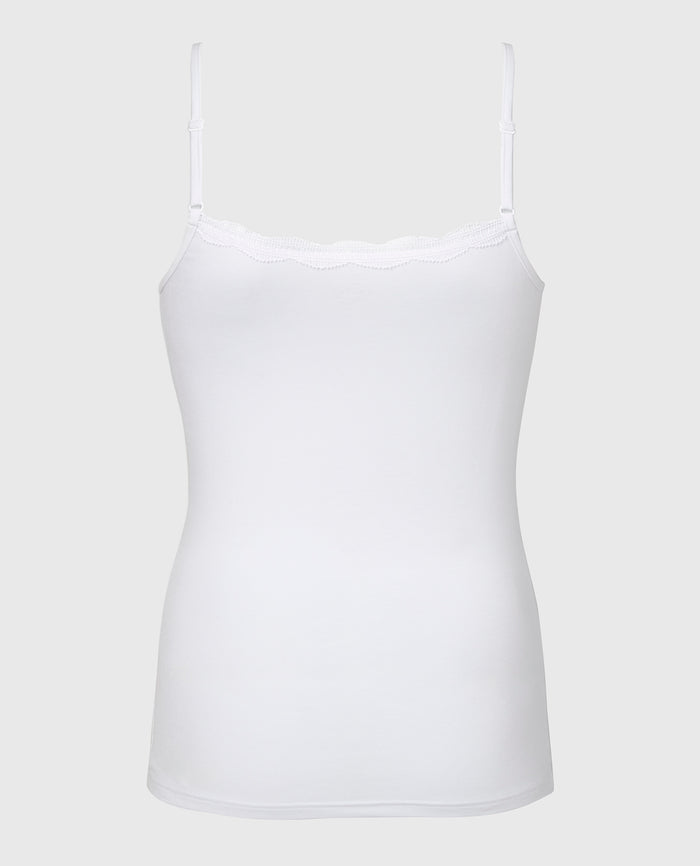 Cami with Lace Trim in White