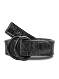 Shepherd Canvas Croc O-Ring Belt in dark colorway - Coiled Front View | Greyson Clothiers