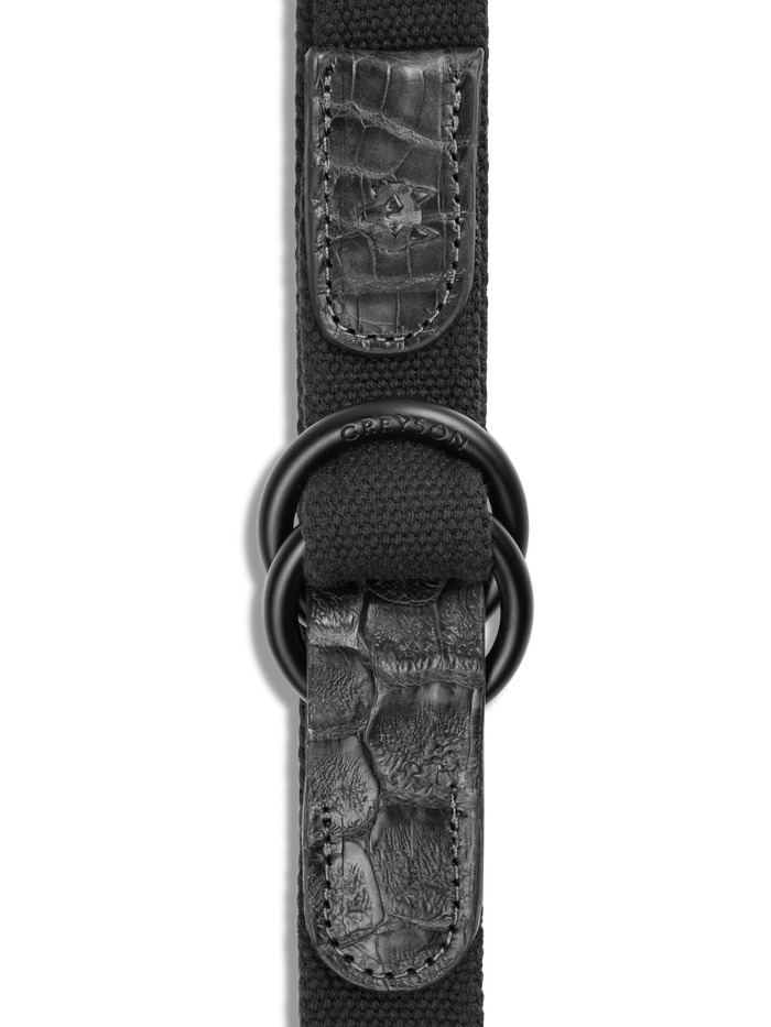 Shepherd Canvas Croc O-Ring Belt - Buckle Hardware Close-Up Detail | Greyson Clothiers