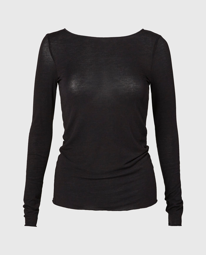 Casual Long Sleeve Top in Tuxedo Black