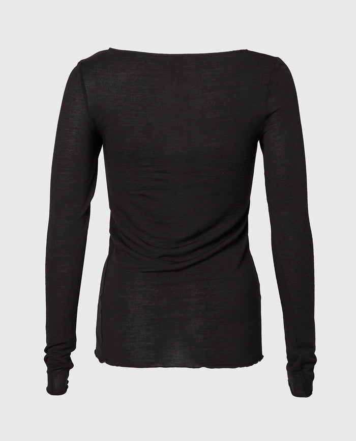 Casual Long Sleeve Top in Tuxedo Black