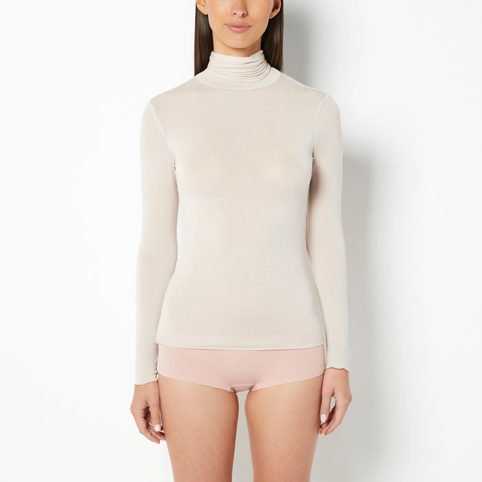 Casual Long Sleeve Turtle Neck Top in Grey Morn
