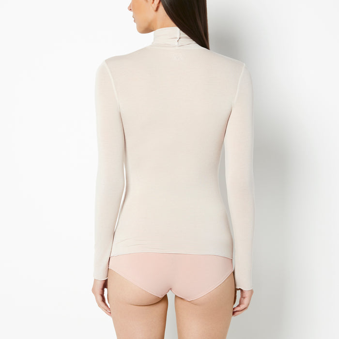 Casual Long Sleeve Turtle Neck Top in Grey Morn