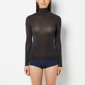 Casual Long Sleeve Turtle Neck Top in Tuxedo Black