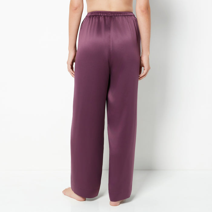 Casual Sleep Hammered Satin Pant in Blackberry Wine