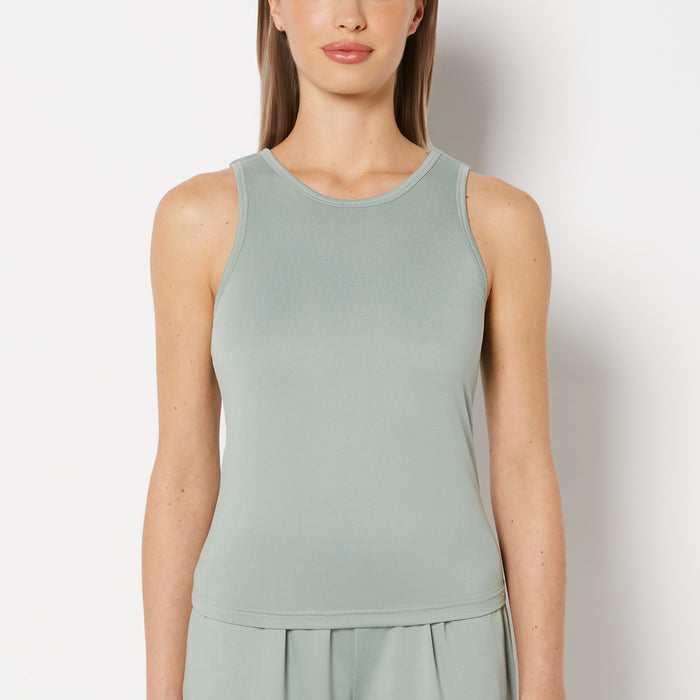 Casual Sleep Jersey High Neck Tank in Iceberg Green