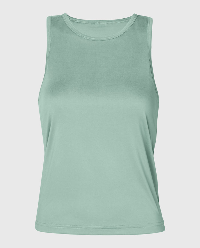 Casual Sleep Jersey High Neck Tank in Iceberg Green