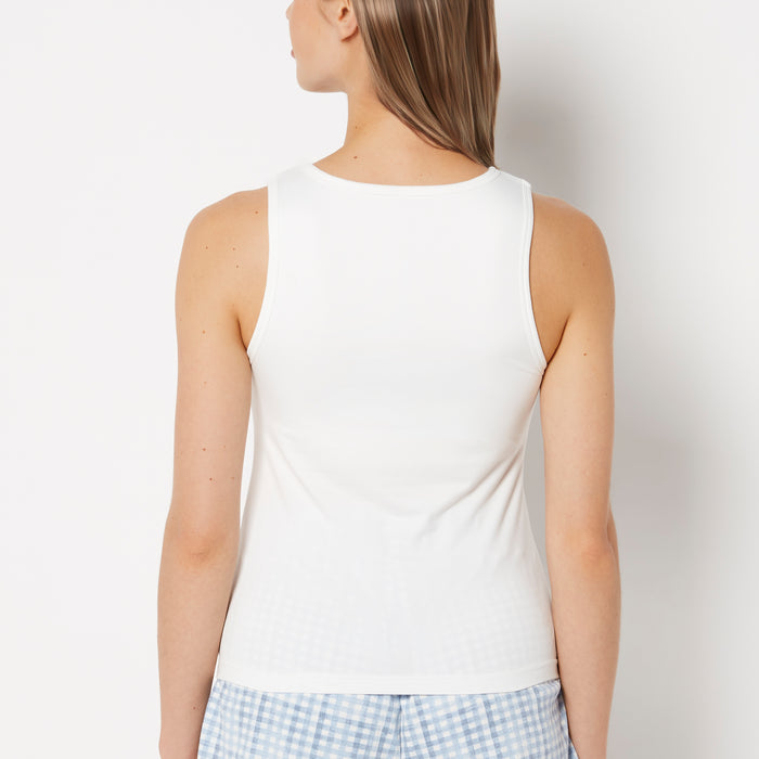 Casual Sleep Jersey High Neck Tank in Ivory