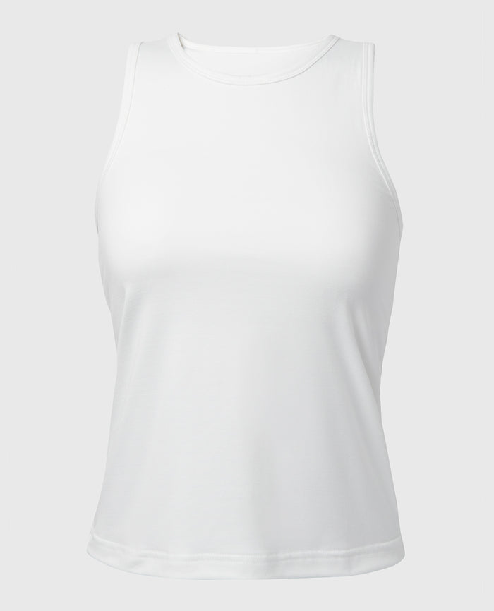 Casual Sleep Jersey High Neck Tank in Ivory