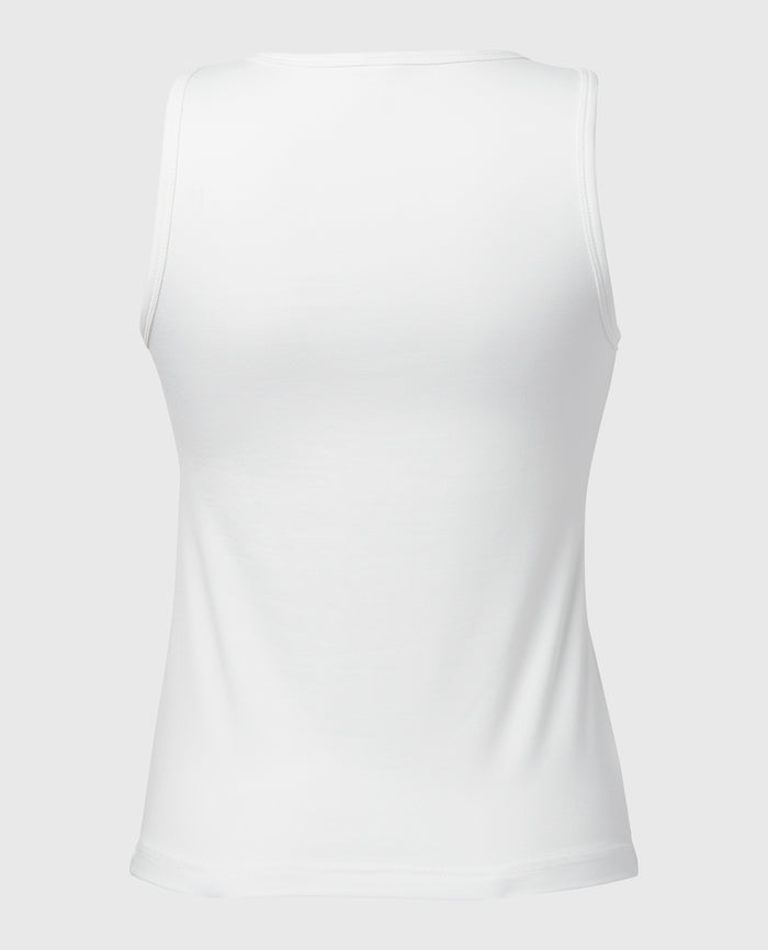 Casual Sleep Jersey High Neck Tank in Ivory