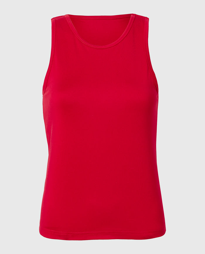 Casual Sleep Jersey High Neck Tank in Passion Red