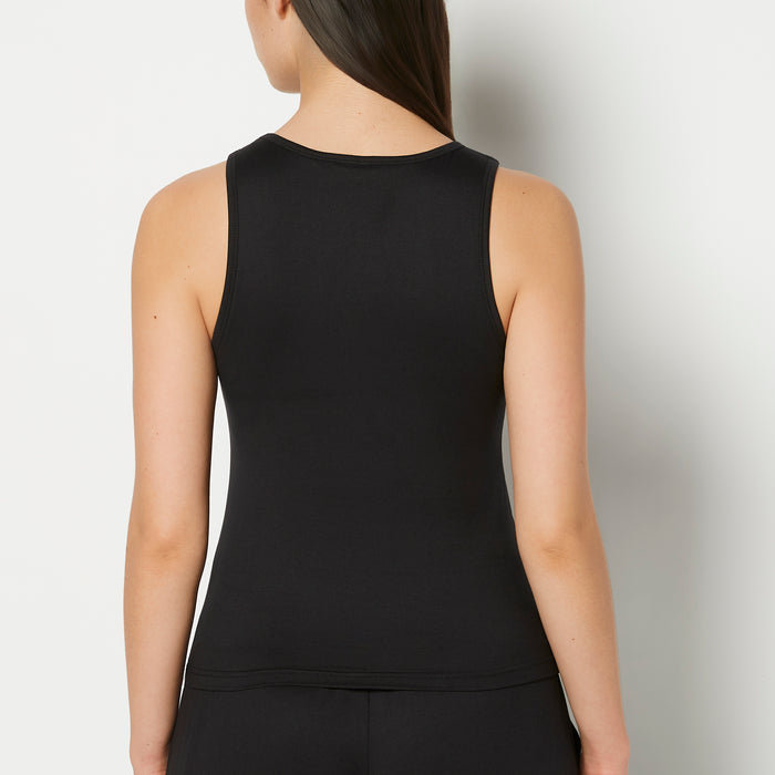 Casual Sleep Jersey High Neck Tank in Tuxedo Black