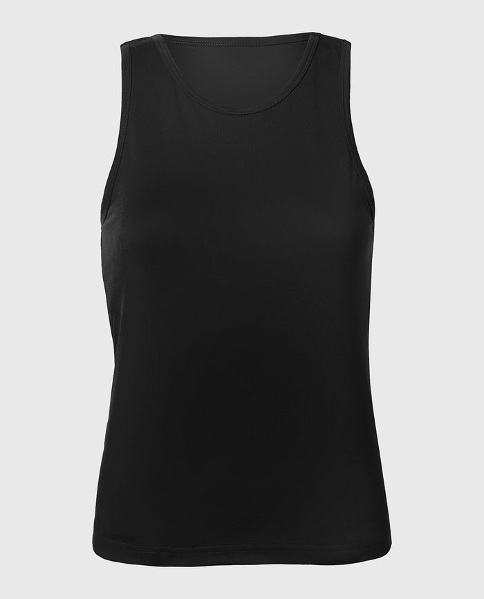 Casual Sleep Jersey High Neck Tank in Tuxedo Black