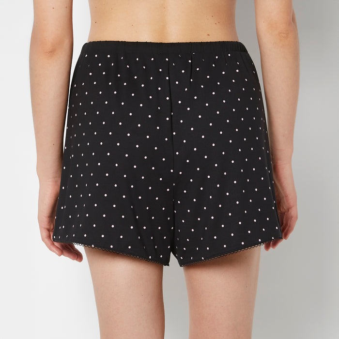 Casual Sleep Jersey Short with Picot Trim in Tiny Dot