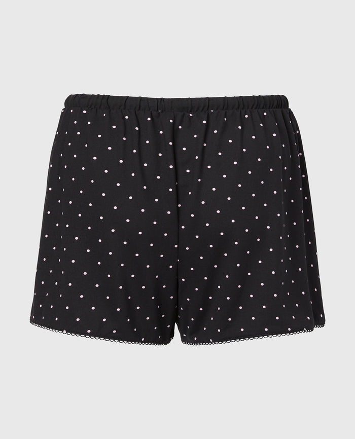 Casual Sleep Jersey Short with Picot Trim in Tiny Dot