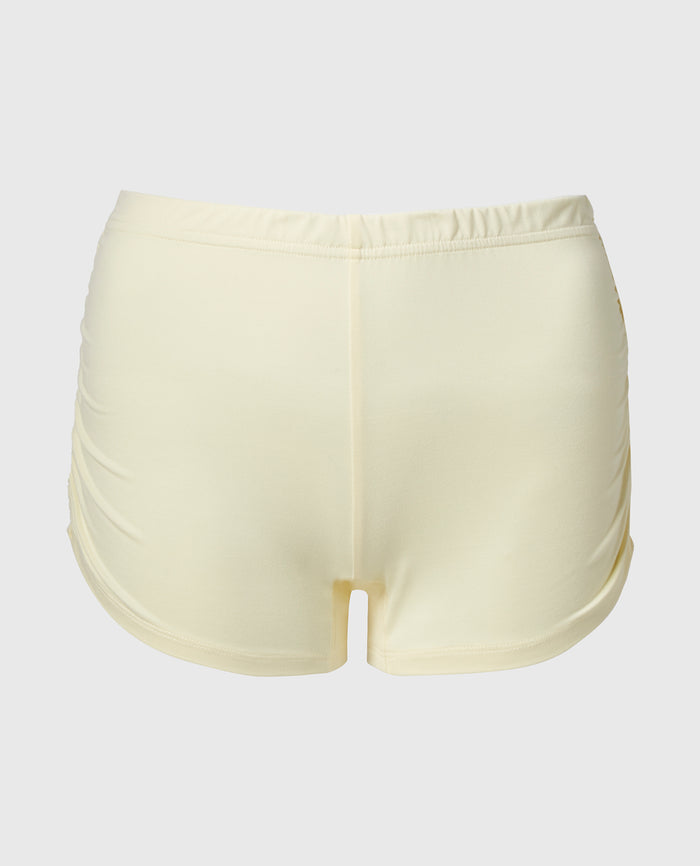Casual Sleep Jersey Side Scrunch Short in Lemon Icing