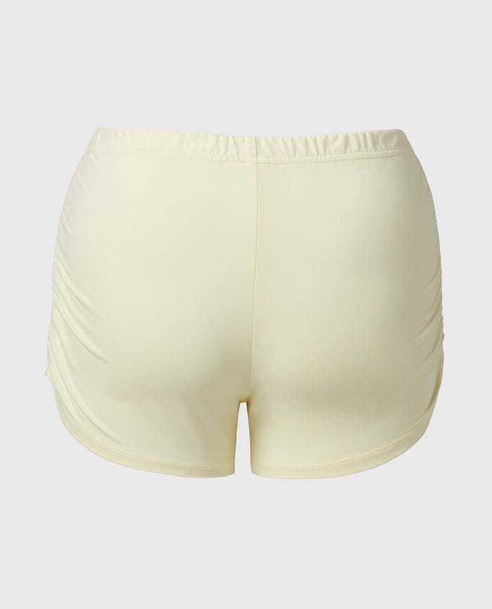 Casual Sleep Jersey Side Scrunch Short in Lemon Icing