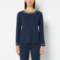 Casual Sleep Long Sleeve Scoop Neck Top in Navy Blazer
