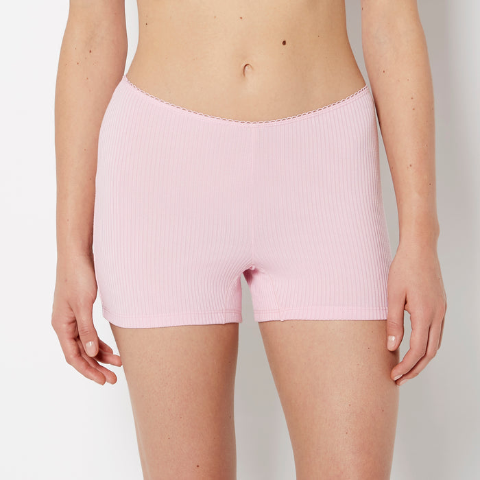Casual Sleep Ribbed Short With Picot Trim in Sweet Dream