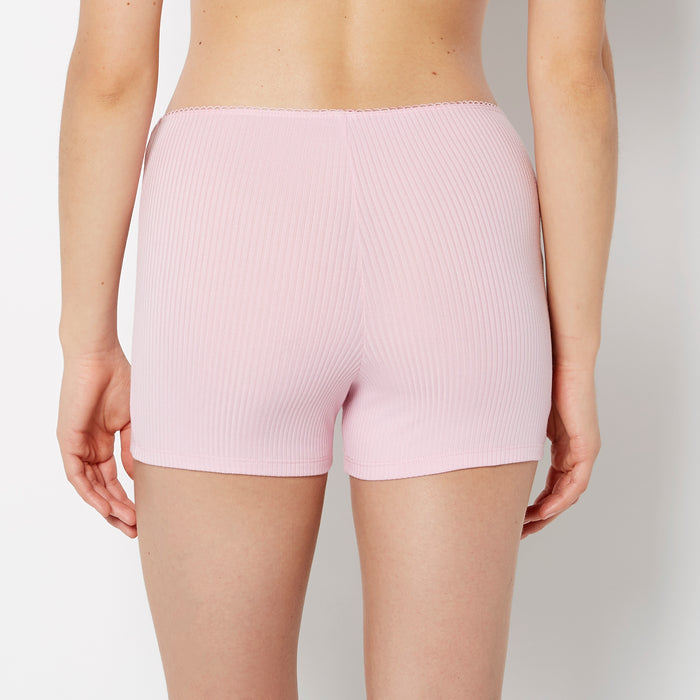 Casual Sleep Ribbed Short With Picot Trim in Sweet Dream