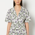 Casual Sleep Short Sleeve Textured Knit Button Down in Island Floral
