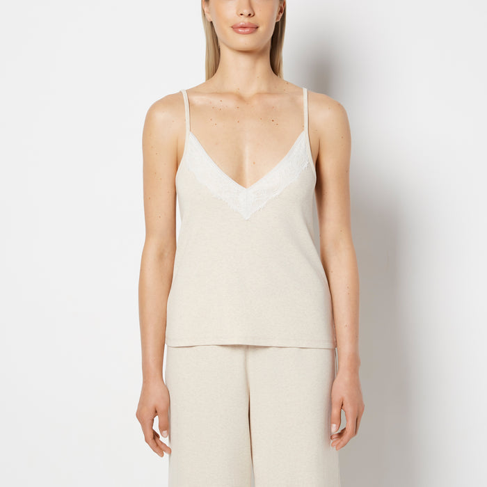 Casual Sleep Tank with Lace Trim in Sheer Bliss