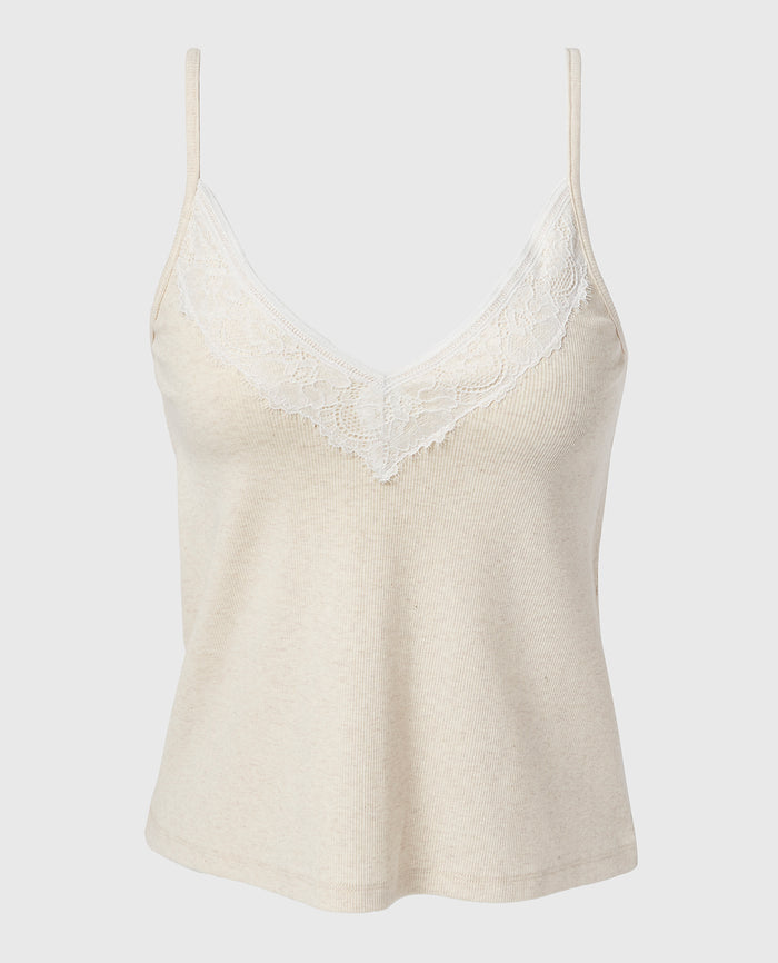 Casual Sleep Tank with Lace Trim in Sheer Bliss