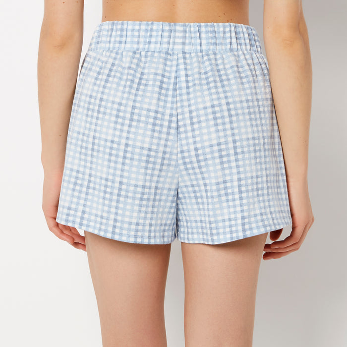 Casual Sleep Textured Knit Boxer Short in Breezy Gingham