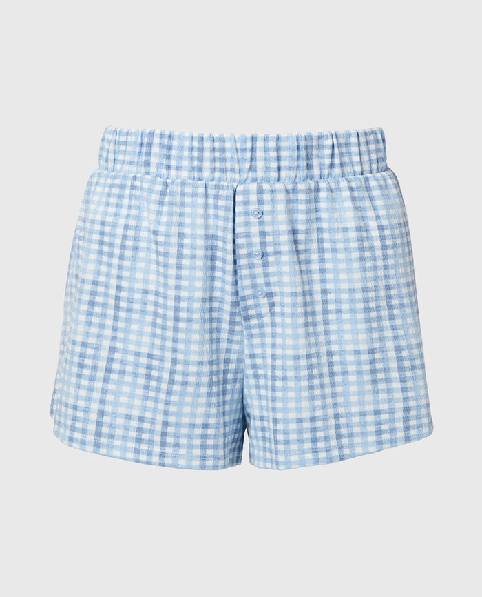 Casual Sleep Textured Knit Boxer Short in Breezy Gingham